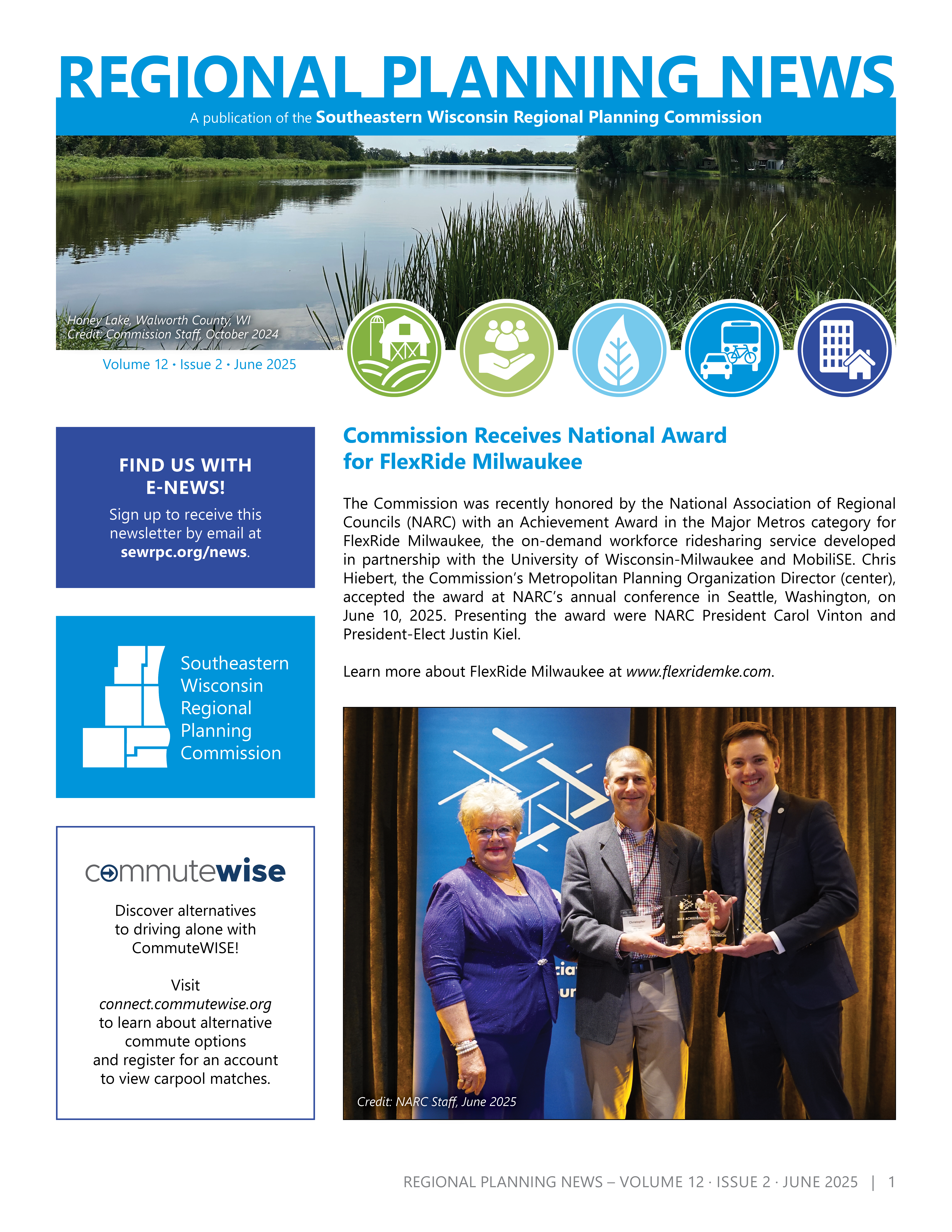 First page of Regional Planning News, the Commission's quarterly newsletter