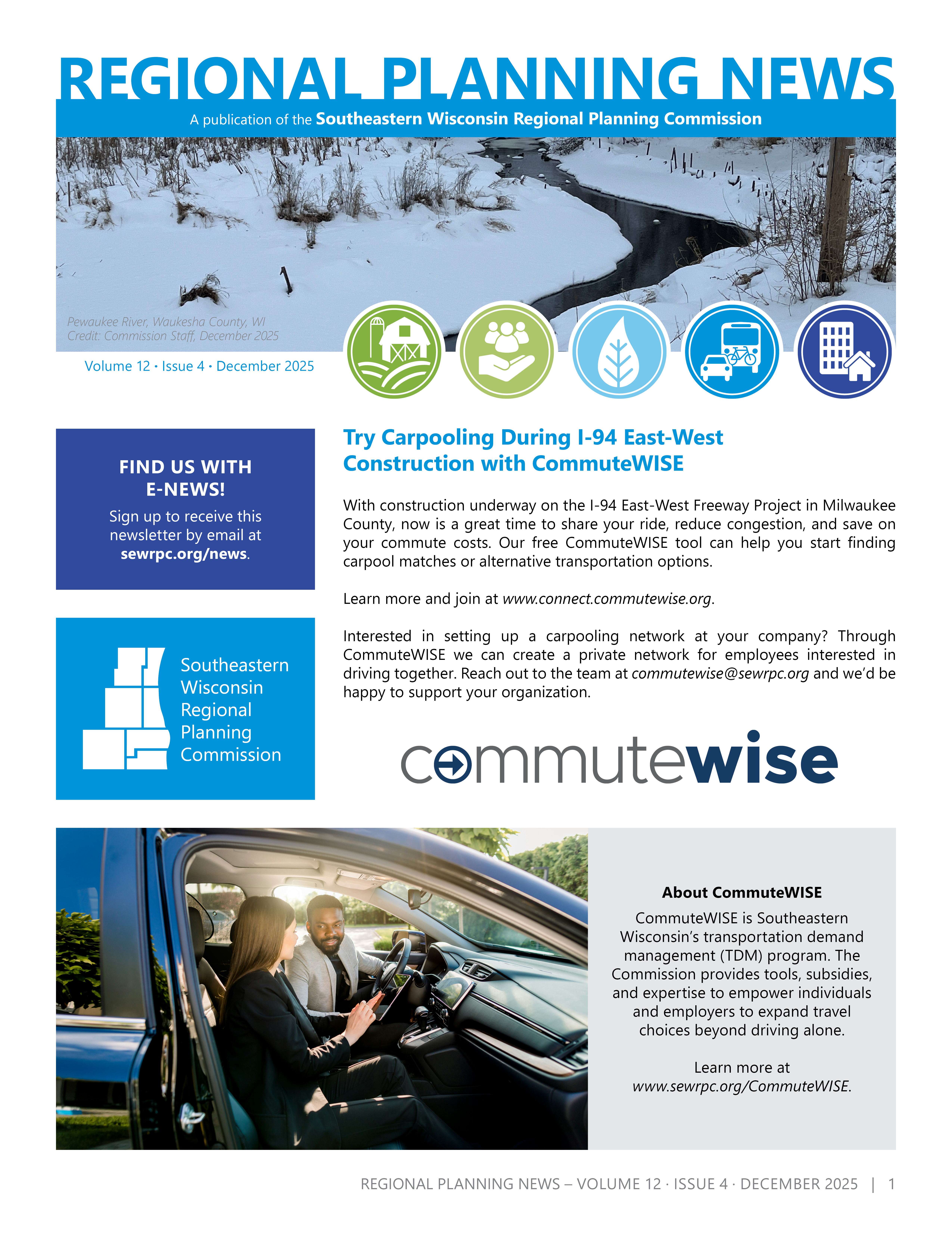 First page of Regional Planning News, the Commission's quarterly newsletter